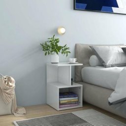 Lot de 2 Tables de chevet Tables d'appoint | Tables de nuit Blanc brillant 35x35x55 cm Aggloméré