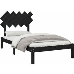 Cadre de lit Noir 100x200 cm Bois massif Vidaxl Black