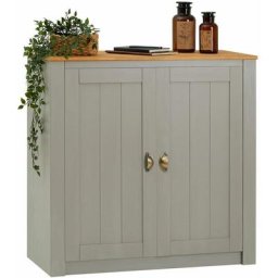 Buffet bolton meuble de rangement en bois au style classique, avec 2 portes, en pin massif lasuré