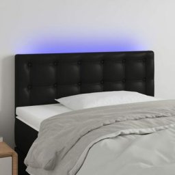Armoire de tête de lit - Moderne Tête de lit à led Noir 90x5x78/88 cm Similicuir FR1638