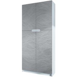 Vladon - Armoire de bureau haute Rangement Logan Blanc - haute brillance & tons naturels - Façades