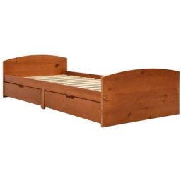 Cadre de lit avec 2 tiroirs Marron miel Bois de pin 90x200 cm Vidaxl Honey brown