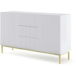 Commode Ravenna B 150 cm 2D3S fraisé blanc mat + cadre