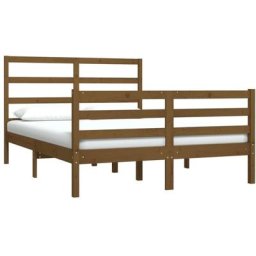 Cadre de lit Marron miel Bois de pin massif 135x190 cm Double Vidaxl Honey brown