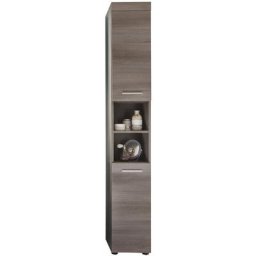 RunnerMoon Armoire haute salle de bain, 2 portes, 2 compartiments ouverts, en argent fumé. - Argent