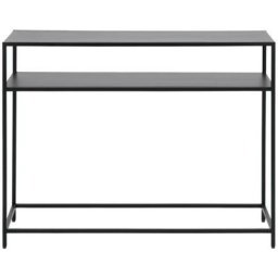 Hellin - Console rectangulaire double plateau en métal noir L100 - cassia - noir