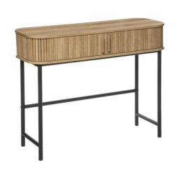 Console en bois avec 2 portes coulissantes + 2 rangements - Beige et Noir - l 100 x p 35 x h 80,5