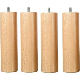 Pieds lit 15 * 6 cm Couleur vernis naturel (lot de 4) | Pour sommier tapissier / Sommier cadre bois