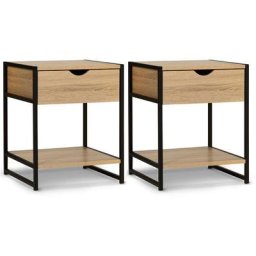 Lot de 2 tables de chevet detroit design industriel - Bois-clair