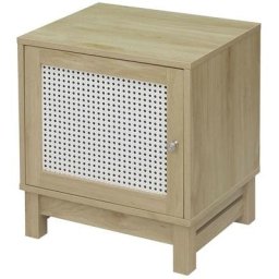 Casame - Table de chevet 1 porte façade rotin - Casâme - Bois clair