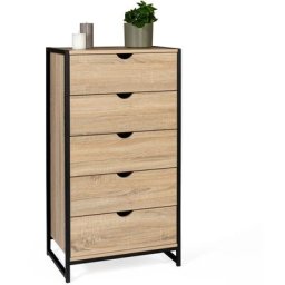 Chiffonnier 5 tiroirs detroit commode semainier design industriel - Bois-clair