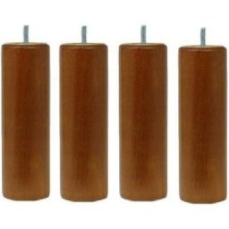 Pieds lit 20 * 6 cm couleur merisier (lot de 4) | Pour sommier tapissier / Sommier cadre bois | Vis