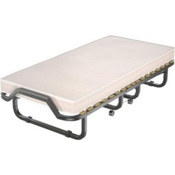 Lit Pliant avec Matelas 17 Lattes, avec 4 roulettes Pivotantes, Tuyeaux 25 mm en Metal Durable,