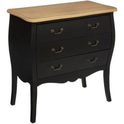 Atmosphera - Commode Chrysa 3 tiroirs en bois - Noir - l 74 x p 37 x h 76 cm - Livraison gratuite