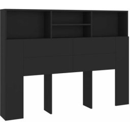 Armoire de tête de lit Noir 140x19x103,5 cm