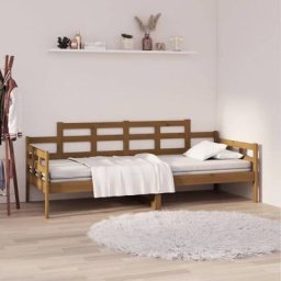 Lit de jour Marron miel Bois massif de pin 90x200 cm