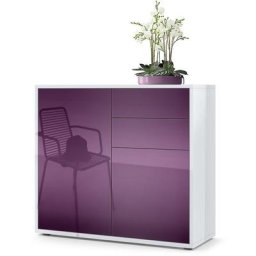Commode Armoire Dressoir Crédence Ben Blanc mat, haute brillance & tons naturels - Façades en Mûre
