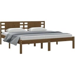 Cadre de lit Marron miel Bois de pin massif 200x200 cm Vidaxl Honey brown