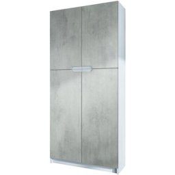 Vladon - Armoire de bureau haute Rangement Logan Blanc - haute brillance & tons naturels - Façades