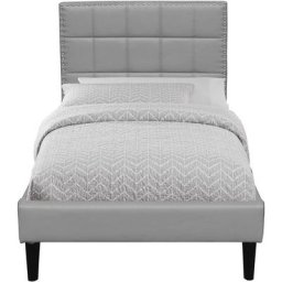 Lit riley pour matelas 120x200 - Sommier + Tête de Lit Capitonnee Couleur gris + Pieds en 16 cm