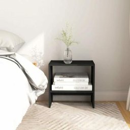 Lot de 2 Tables de nuit - Moderne Tables de chevet 2 pcs Noir 40x30,5x40 cm Bois de pin massif