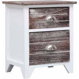 Table de chevet Marron et blanc 38x28x45 cm Bois de Paulownia Vidaxl Blanc et marron