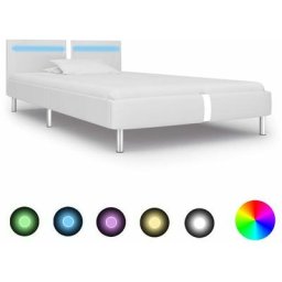 Cadre de lit avec led Blanc Similicuir 90 x 200 cm Vidaxl White