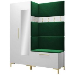 Ensemble entrée Hartford F107, Manila 35, 196x158x46cm, Miroir, Blanc, Tapisserie, Stratifié, Mis,