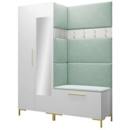 Ensemble entrée Hartford F107, Manila 11, 196x158x46cm, Miroir, Blanc, Tapisserie, Stratifié, Mis,
