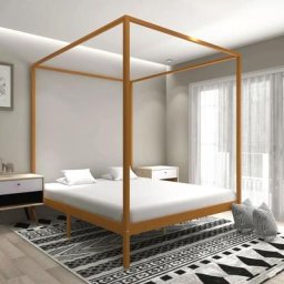 Chic Lit Double - maison - 2 Place Cadre de lit à baldaquin Marron miel Pin massif 180x200 cm