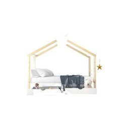 Lit maison pour enfants avec tiroirs, bois massif avec sommier à lattes, chambre d'enfants, blanc +
