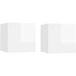 Tables de chevet 2 pcs Blanc brillant 30,5x30x30 cm Aggloméré Vidaxl Blanc brillant