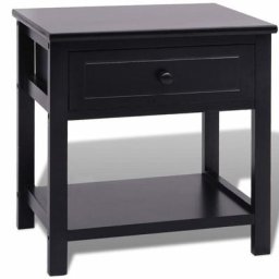 Table de chevet Bois Noir Vidaxl Noir