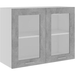 Armoire en verre suspendue Gris béton 80x31x60 cm Aggloméré Vidaxl Gris béton