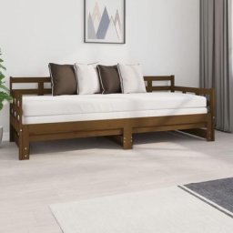 2x (80 x 200) cm Lit Adulte 1 personne - Lit coulissant Marron miel Bois de pin solide 2x(80x200)