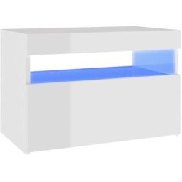 Table de chevet à led Blanc brillant 60x35x40 cm Aggloméré Vidaxl Blanc brillant