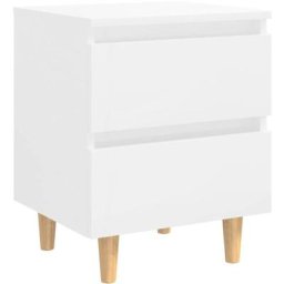 Table de chevet avec pieds en pin Blanc brillant 40x35x50 cm Vidaxl Blanc brillant