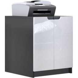 Vladon - Commode d'imprimante armoire à dossiers Logan noir mat - haute brillance - Façades en