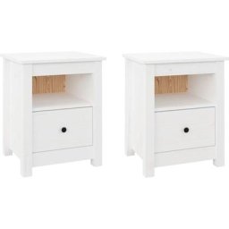 Tables de chevet 2 pcs Blanc 40x35x49 cm Bois de pin massif Vidaxl Blanc