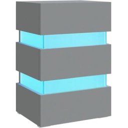 Table de chevet à led Gris 45x35x67 cm Bois d'ingénierie Vidaxl Gris