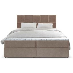 Lit boxspring avec matelas et sur-matelas inclus Prata 160x220cm Velours Taupe - Taupe