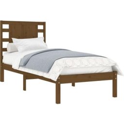 Cadre de lit Marron miel Bois massif 75x190 cm Petit simple Vidaxl Honey brown
