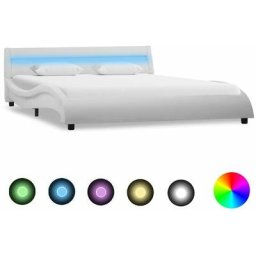 Cadre de lit avec led Blanc Similicuir 120 x 200 cm Vidaxl Blanc