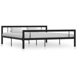 Cadre de lit Noir et blanc Métal 180 x 200 cm Vidaxl Noir et blanc