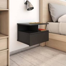 Lot de 2 Tables de chevet flottantes - Bout de Canapé Armoires De Rangement Noir 40x31x27 cm