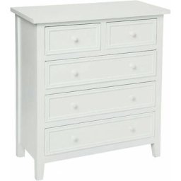 Commode Charme 5 tiroirs en bois - Blanc - L 72 x P 34 x H 81 cm - Livraison gratuite - Blanc