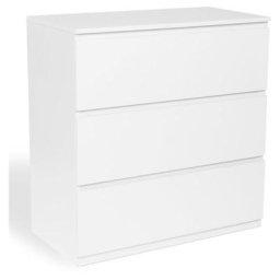 Commode 3 tiroirs tomi bois blanc - Blanc