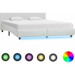 Cadre de lit avec LED Blanc Similicuir 160 x 200 cm vidaXL - Blanc