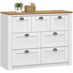 Commode bolton buffet meuble de rangement avec 3 petits et 4 grands tiroirs, style classique, en