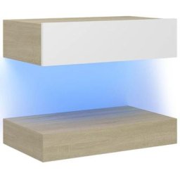 Table de chevet Blanc et chêne sonoma 60x35 cm Aggloméré Vidaxl Blanc et chêne sonoma